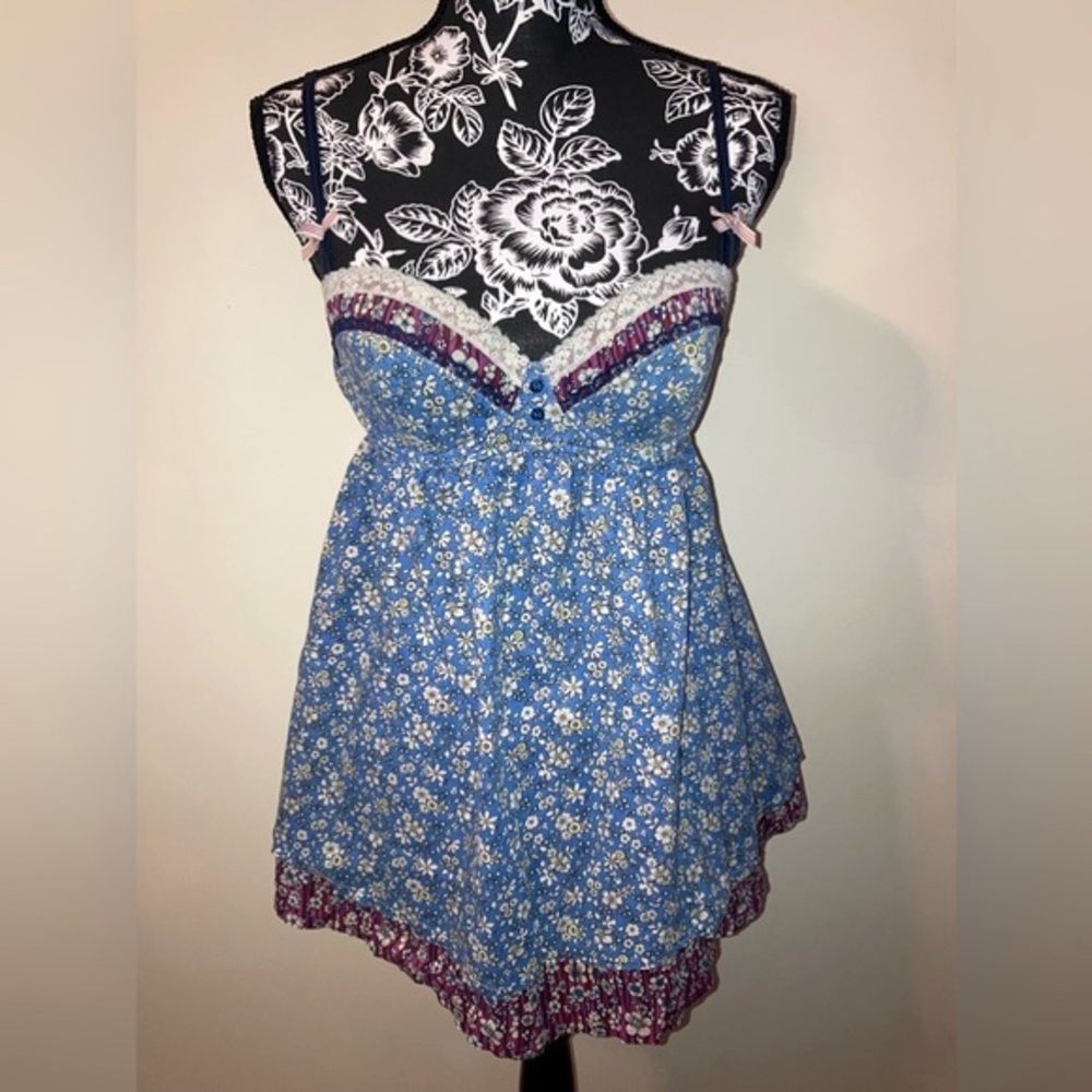 Floral Bustier Cami Camisole Ribbon Bow Sexy Cute Intimates Pajamas Flowers Lace